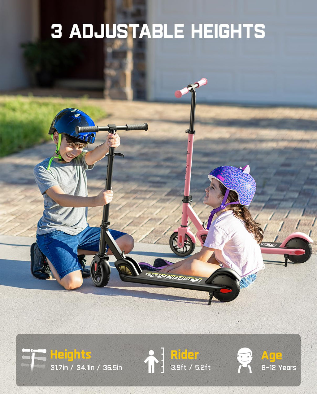 Kids Electric Scooter Foldable 3 Adjustable Heights T180