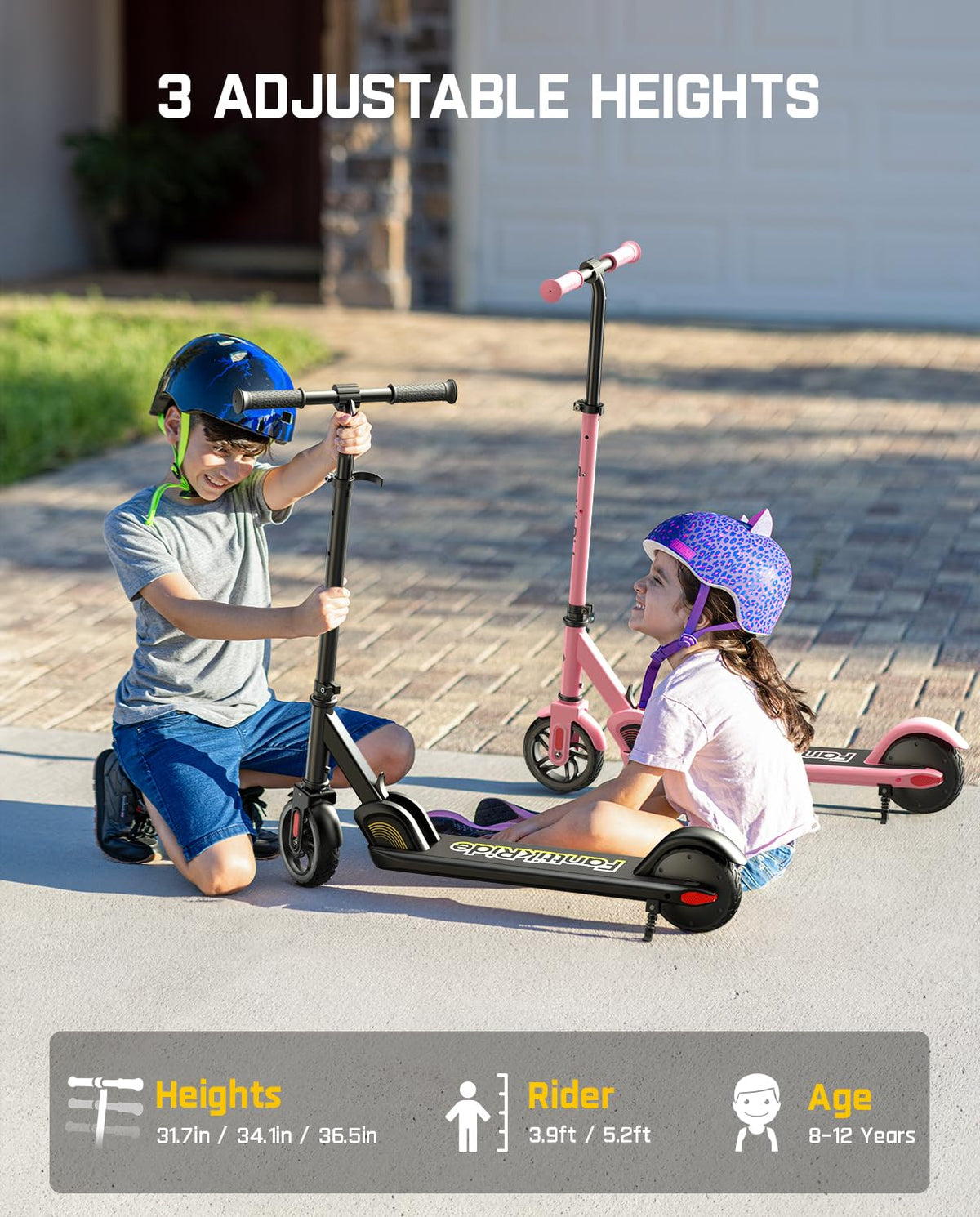 Kids Electric Scooter Foldable 3 Adjustable Heights T180