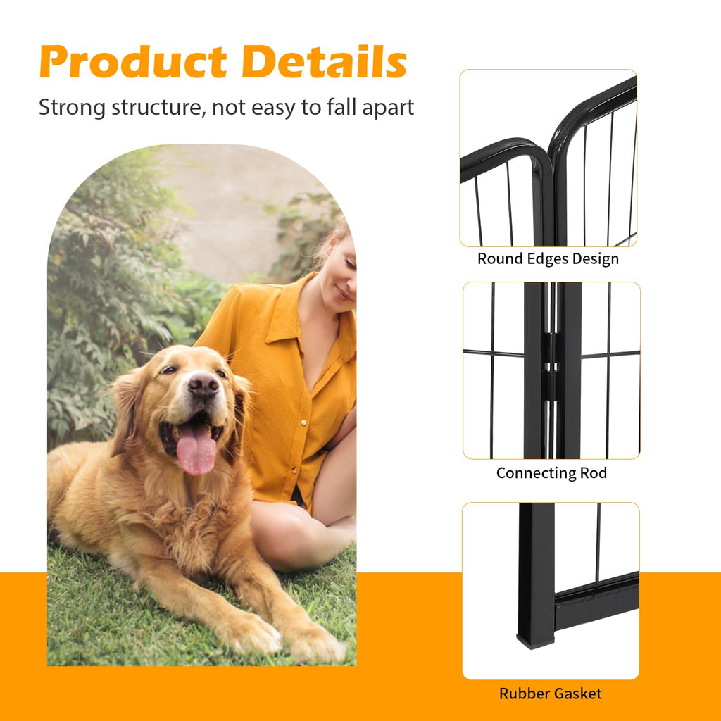 16 Panel 24 Inch Black Metal Dog Playpen Q257