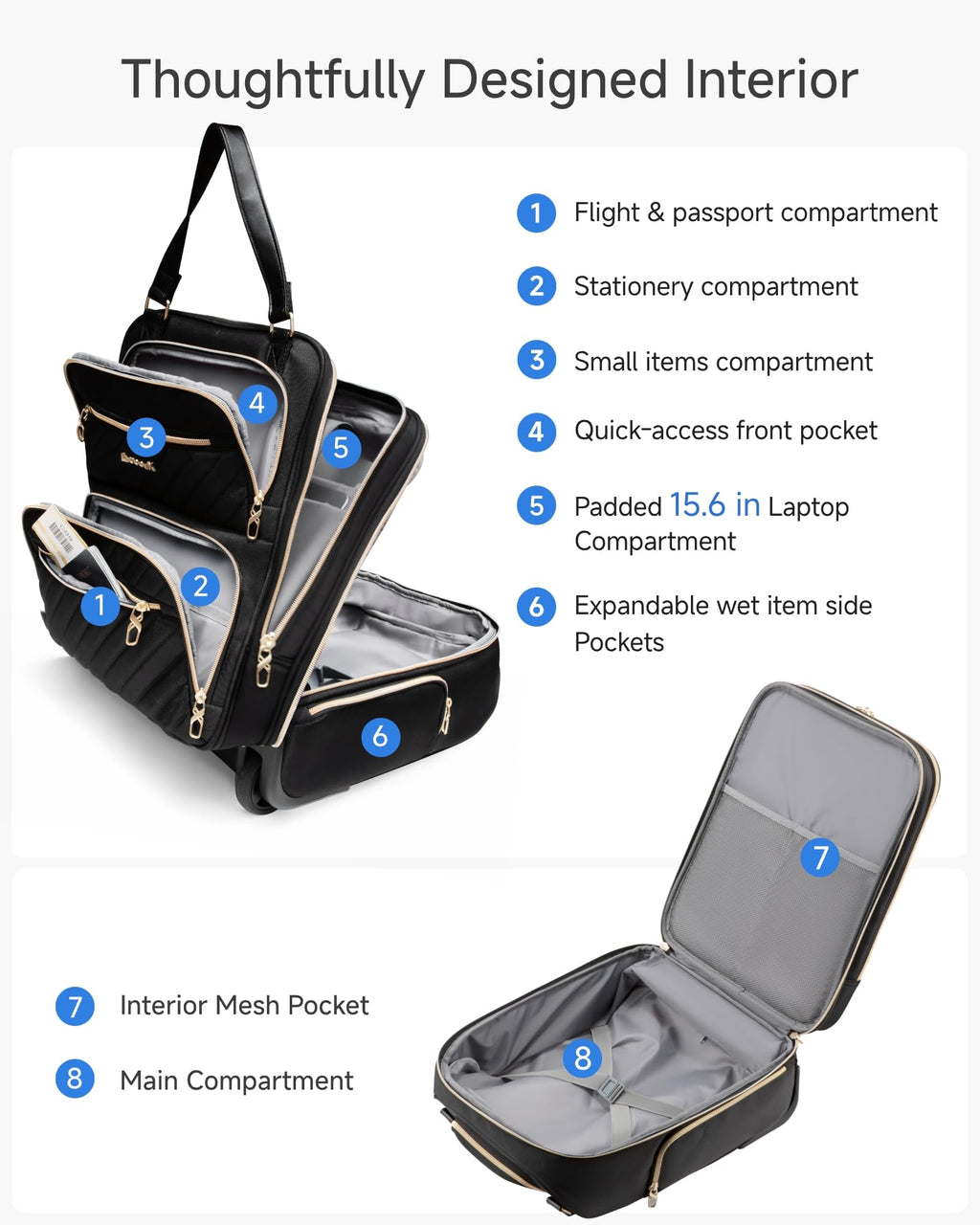 Black 16" Underseat Carry On Bag S4538