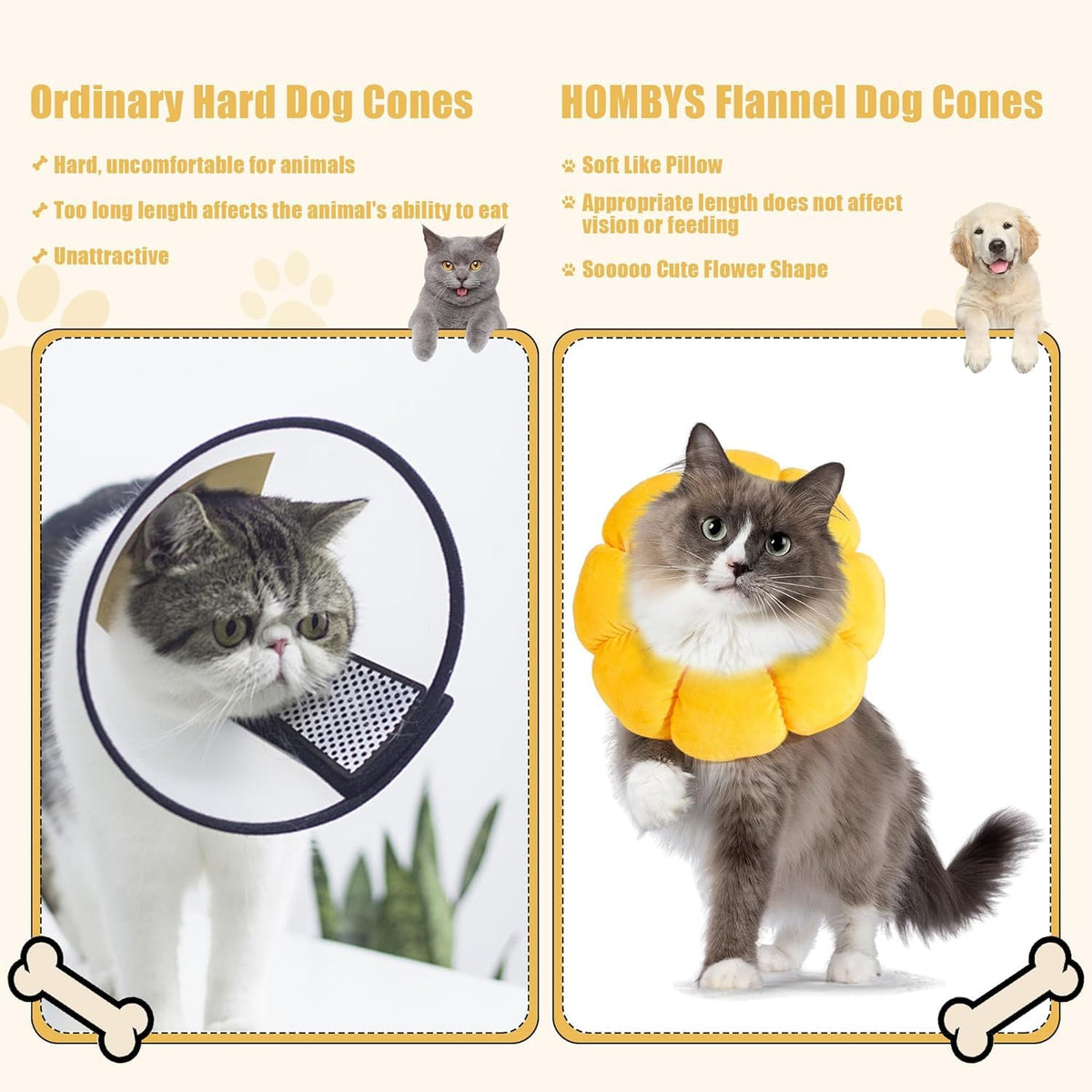 Soft Dog Cone for Dogs and Cats, Adjustable Dog Collar Alternative I75849