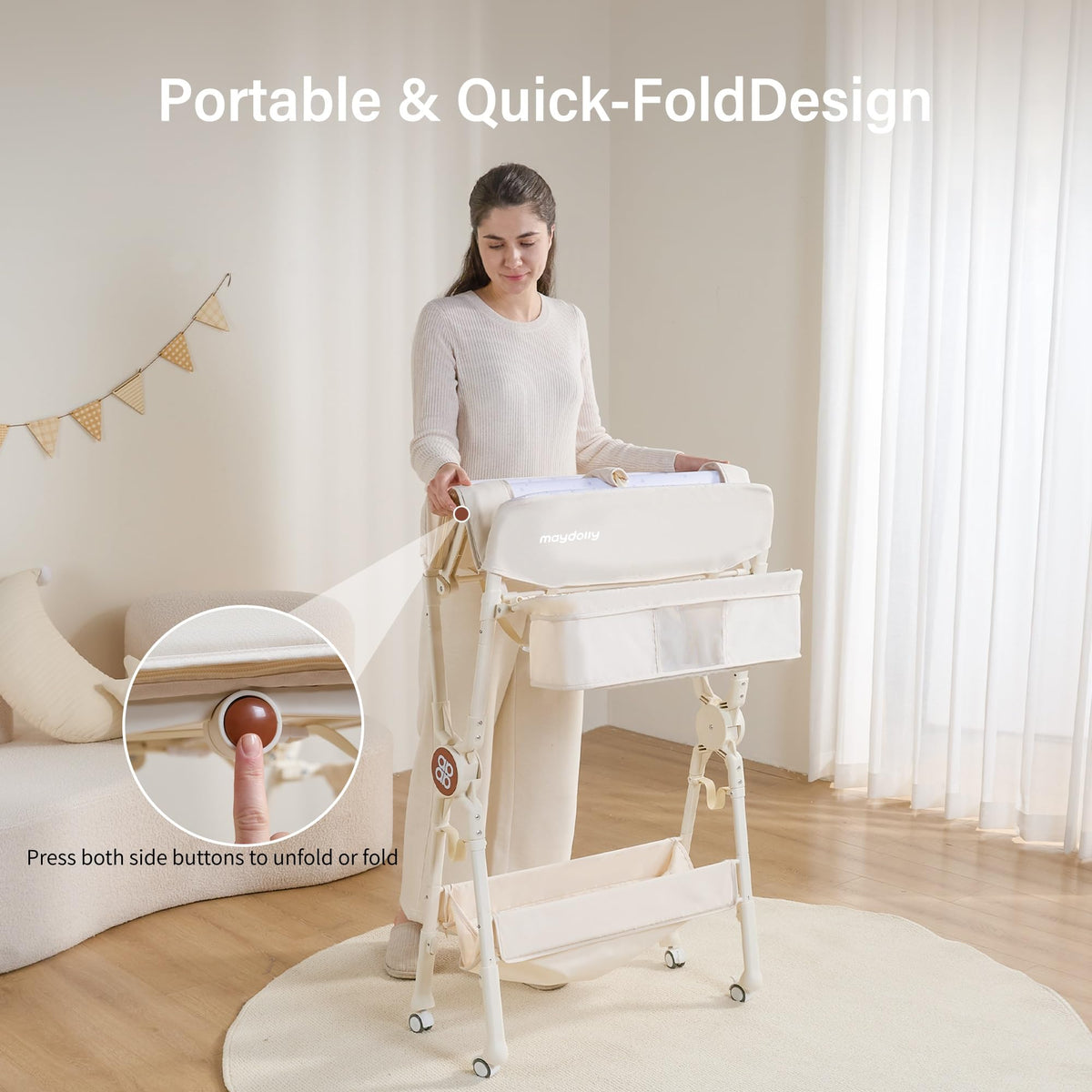 Portable Foldable Baby Changing Table on Wheels N651479