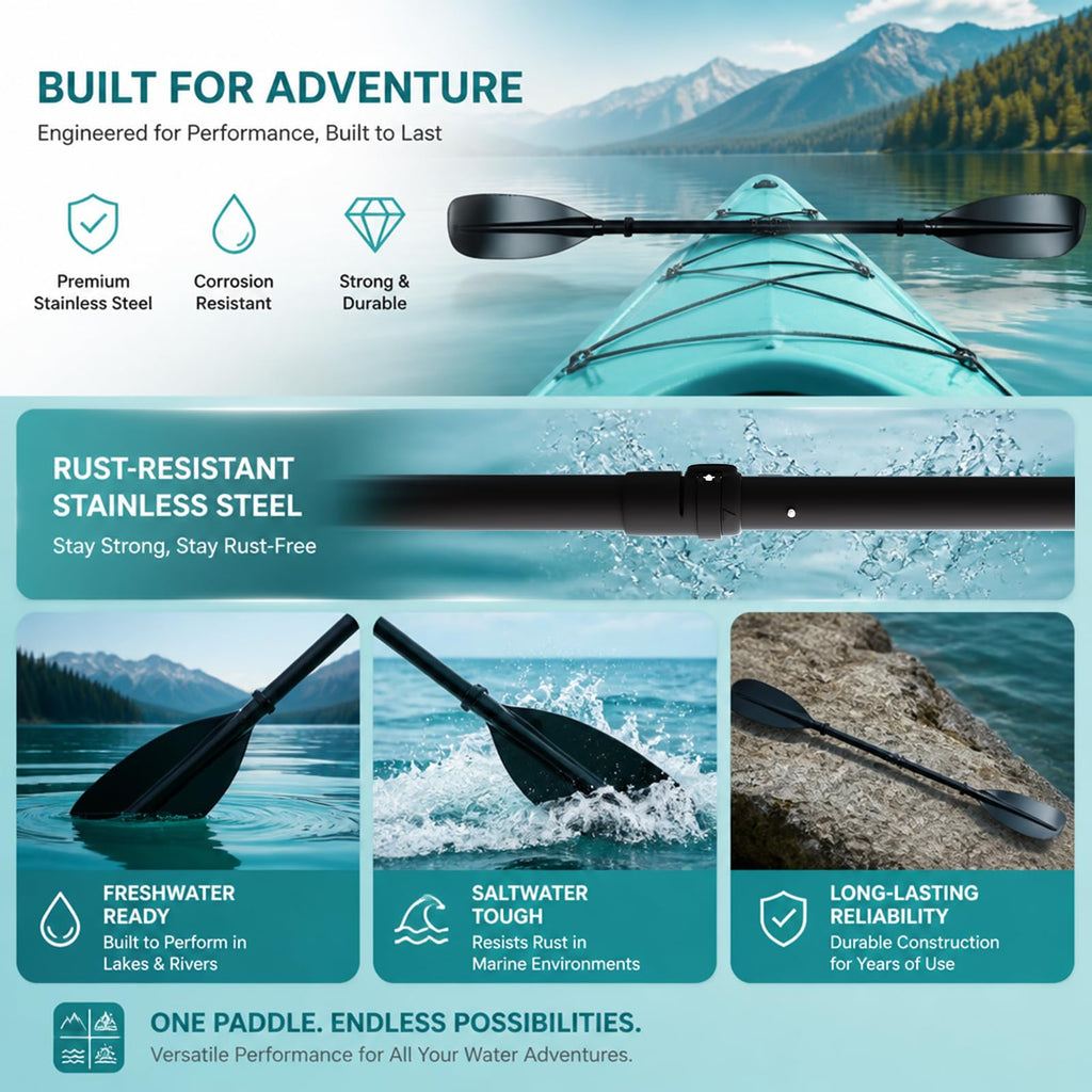 4 Piece Adjustable Kayak Paddle with Storage Bag O574