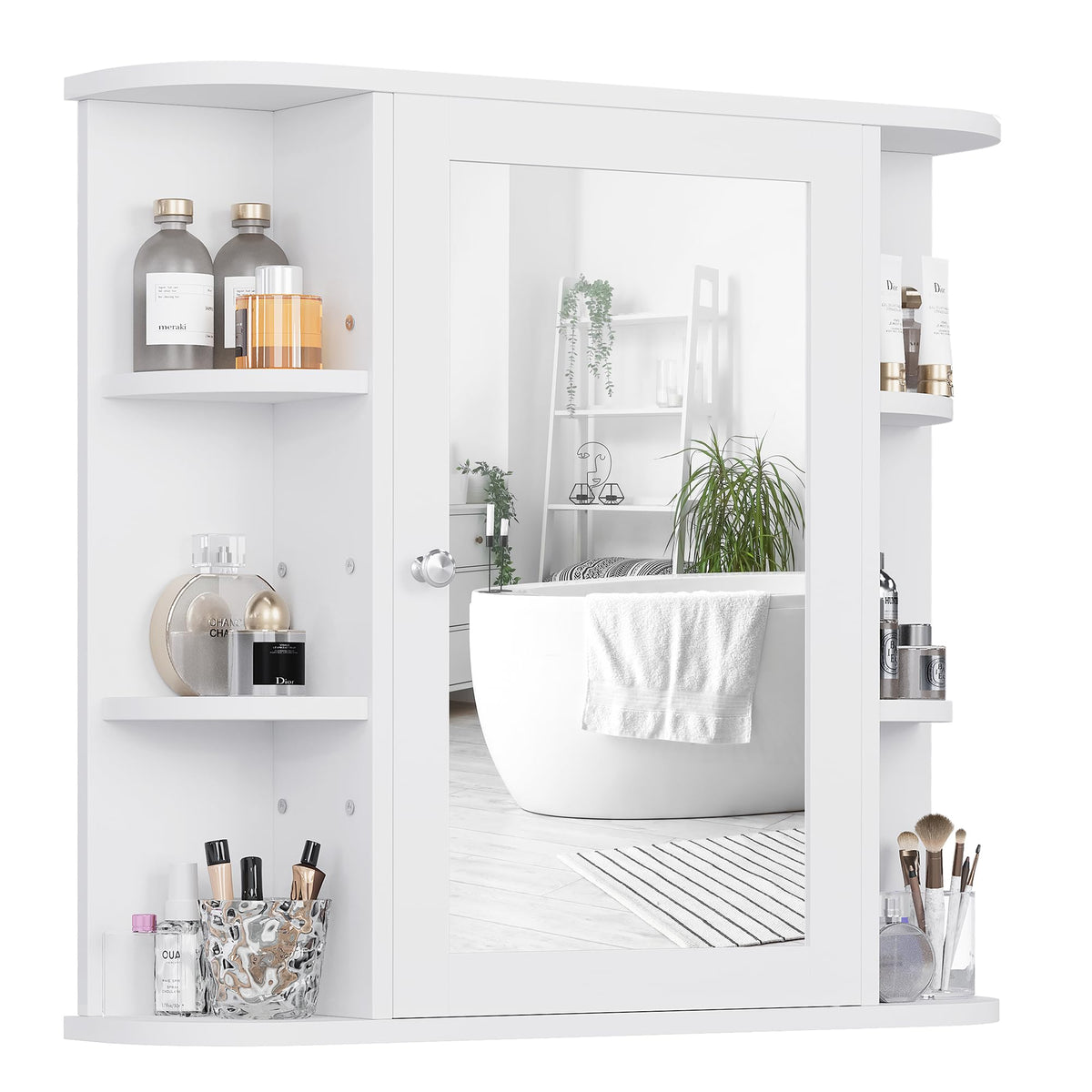 White Wall Mounted Medicine Cabinet with Mirror R800635