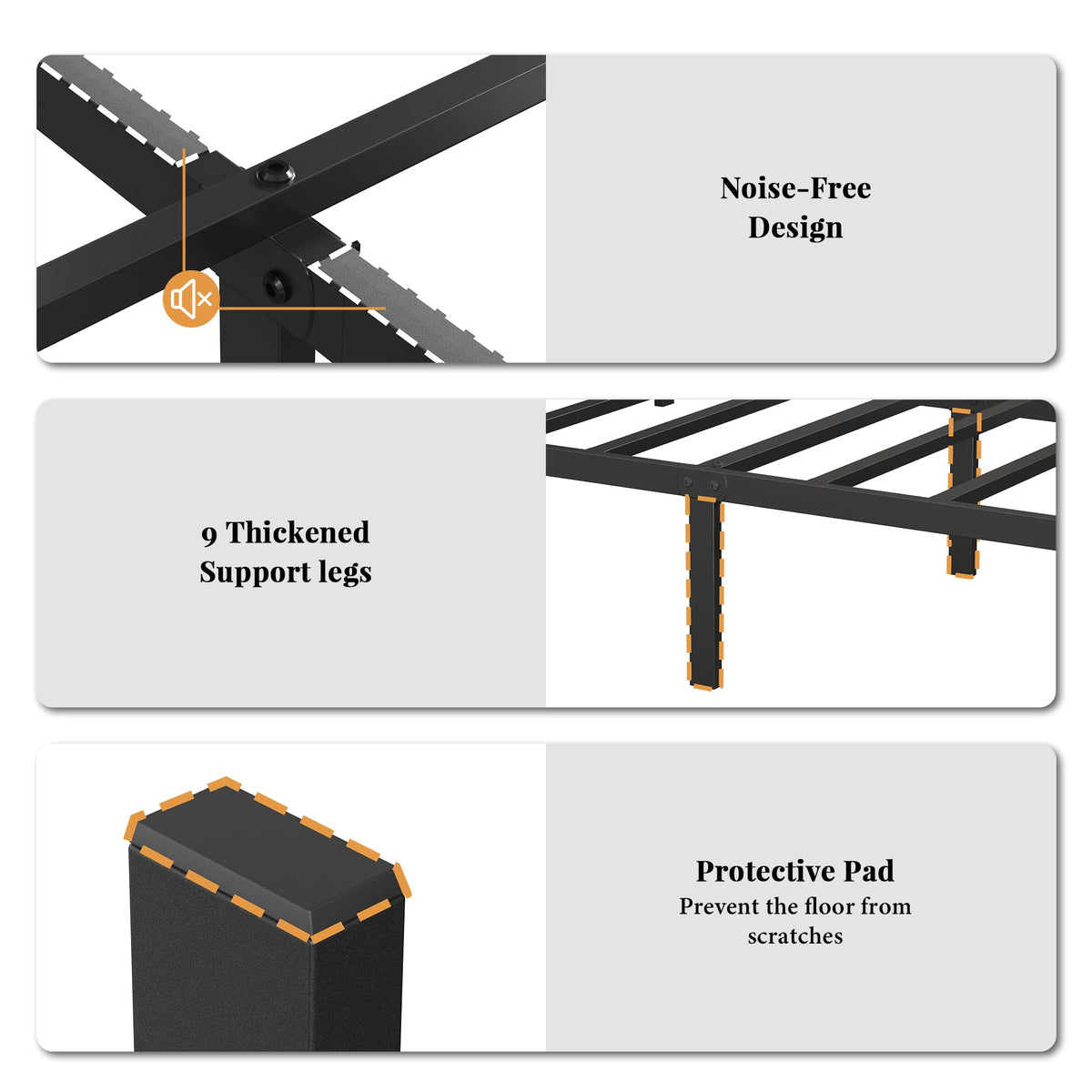 Full Size Metal Bed Frame with Headboard and Footboard Q4173
