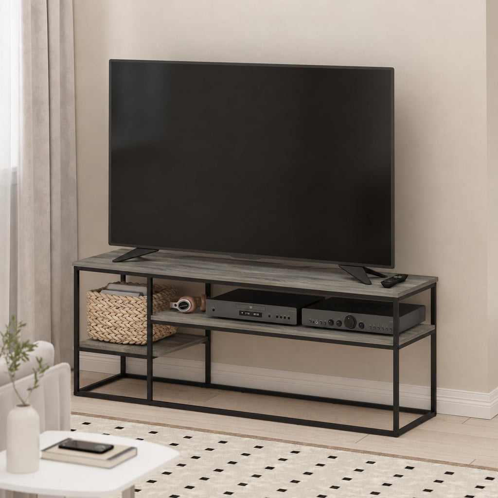 3-Tier Grey Oak TV Stand up to 65 Inch Y85791