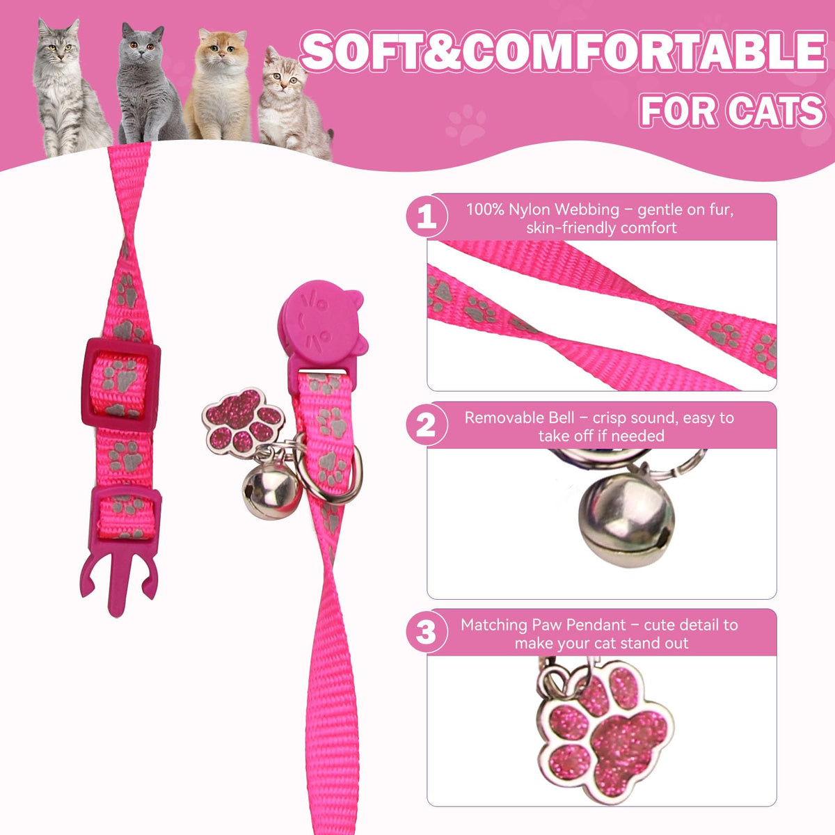 Breakaway Cat Collars with Bells 4PCS X28127