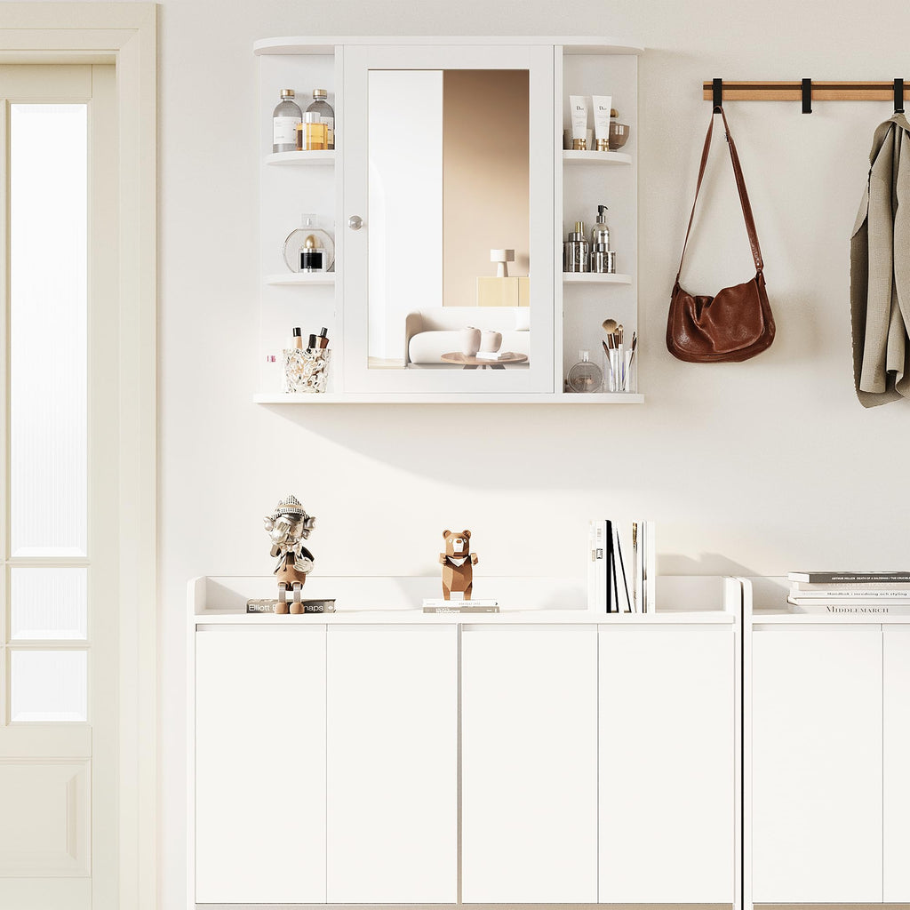 White Wall Mounted Medicine Cabinet with Mirror R800635