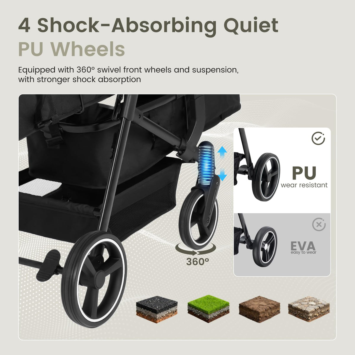 Foldable Tandem Double Stroller with Storage Basket L84994