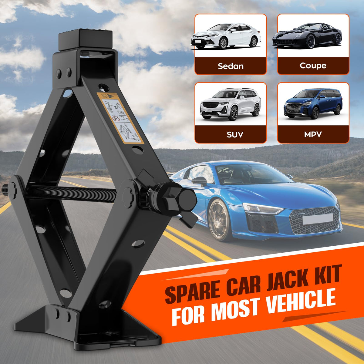 3 Ton Portable Scissor Jack with Lug Wrench L30359