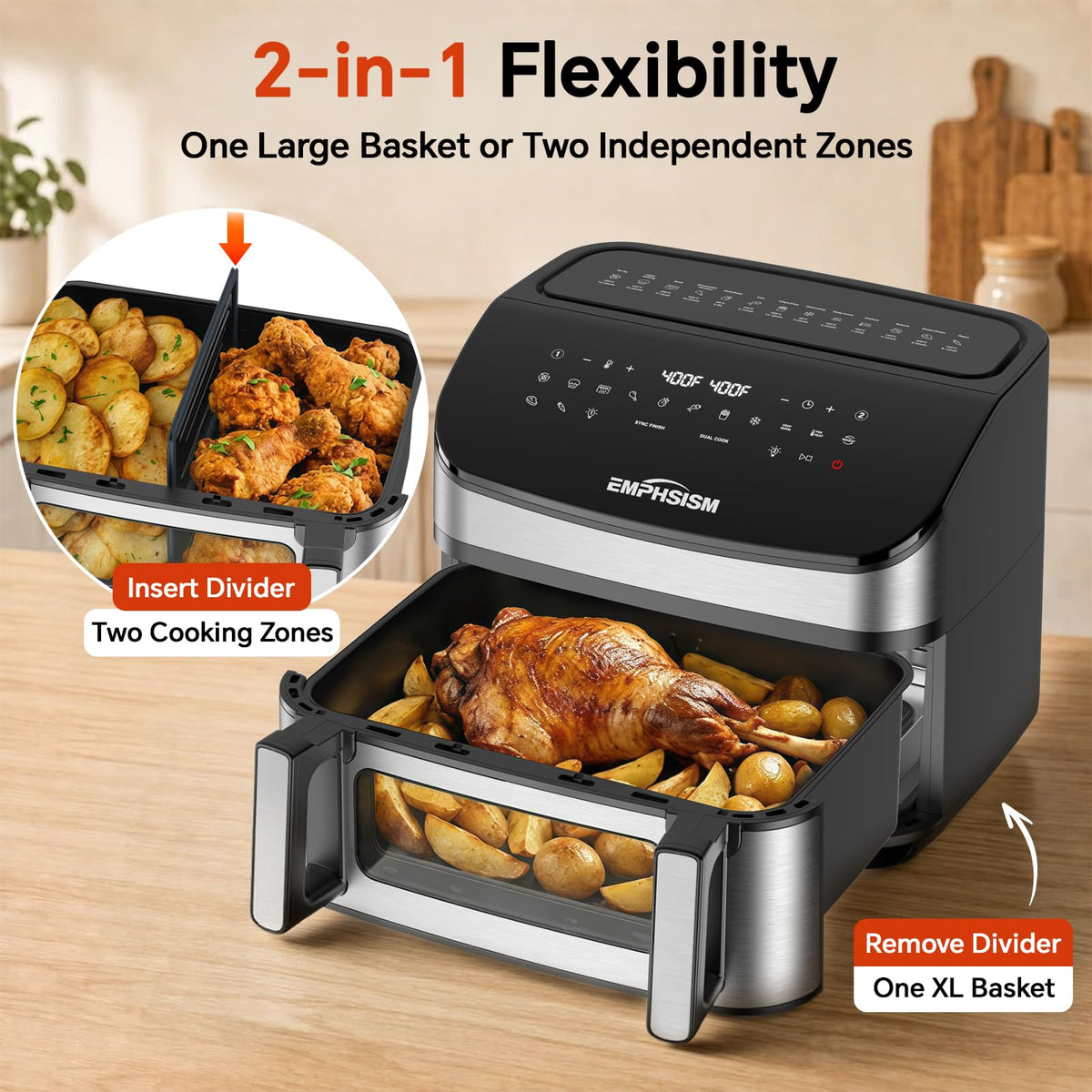 12QT Dual Zone Air Fryer with Viewing Window H9963