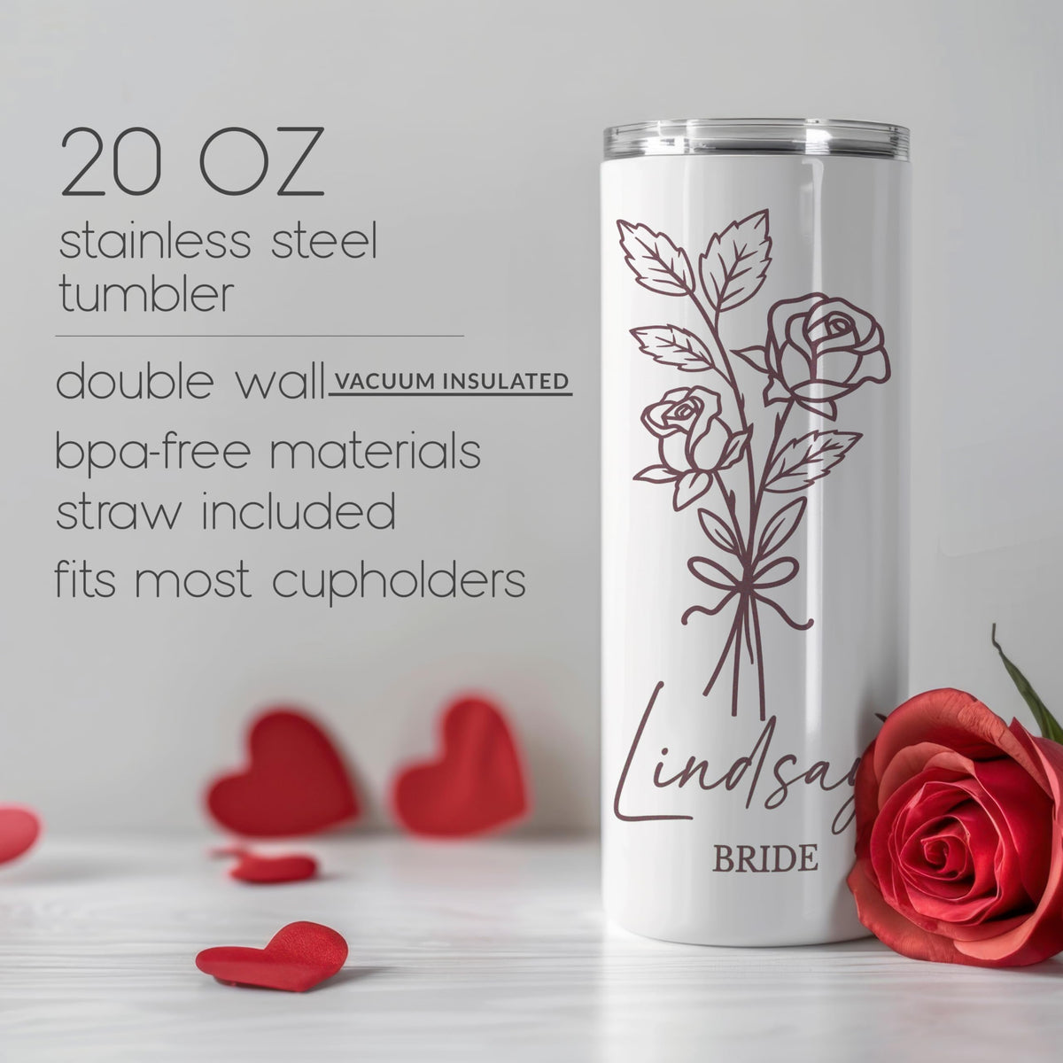 20oz Stainless Steel Tumbler with Straw K827