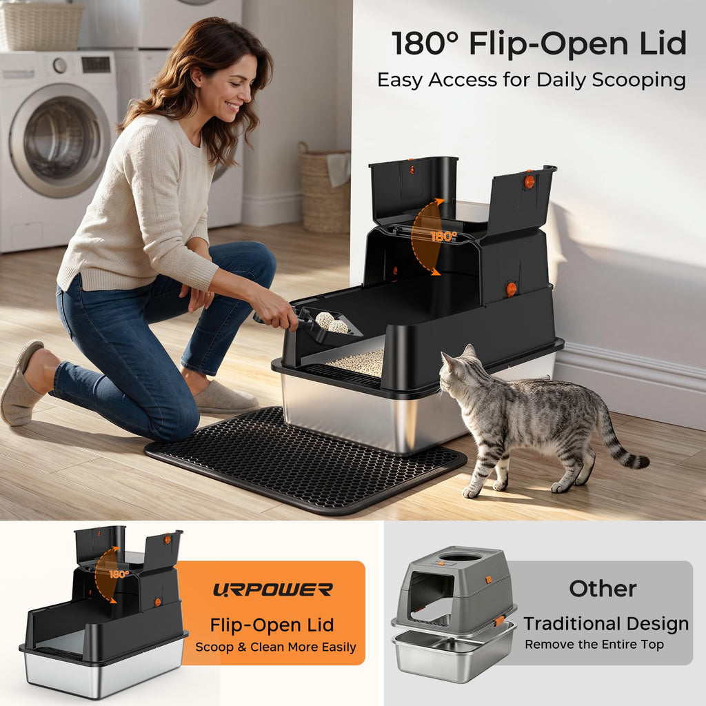 XL Stainless Steel Cat Litter Box Y387