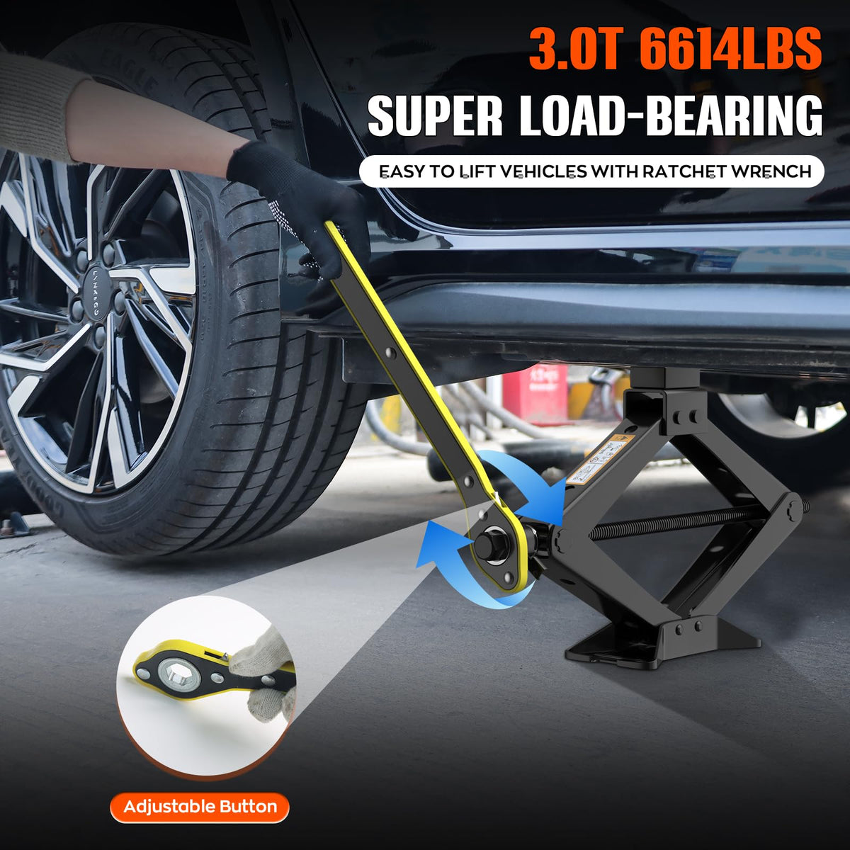 3 Ton Portable Scissor Jack with Lug Wrench L30359