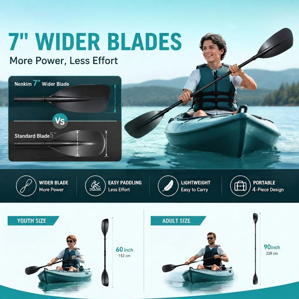 4 Piece Adjustable Kayak Paddle with Storage Bag O574