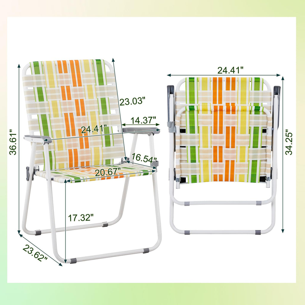 2 Pcs Lightweight Folding Beach Chairs with Armrests Y7380