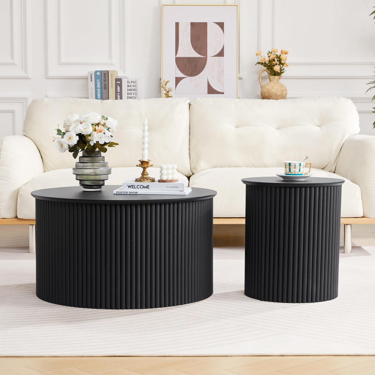 Fluted Round Nesting Coffee Table Set of 2 B980815