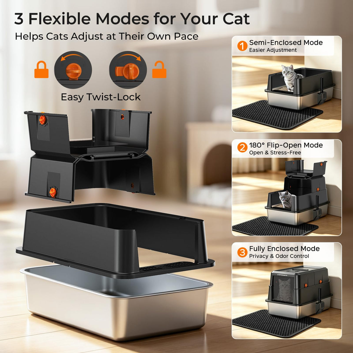 XL Stainless Steel Cat Litter Box Y387