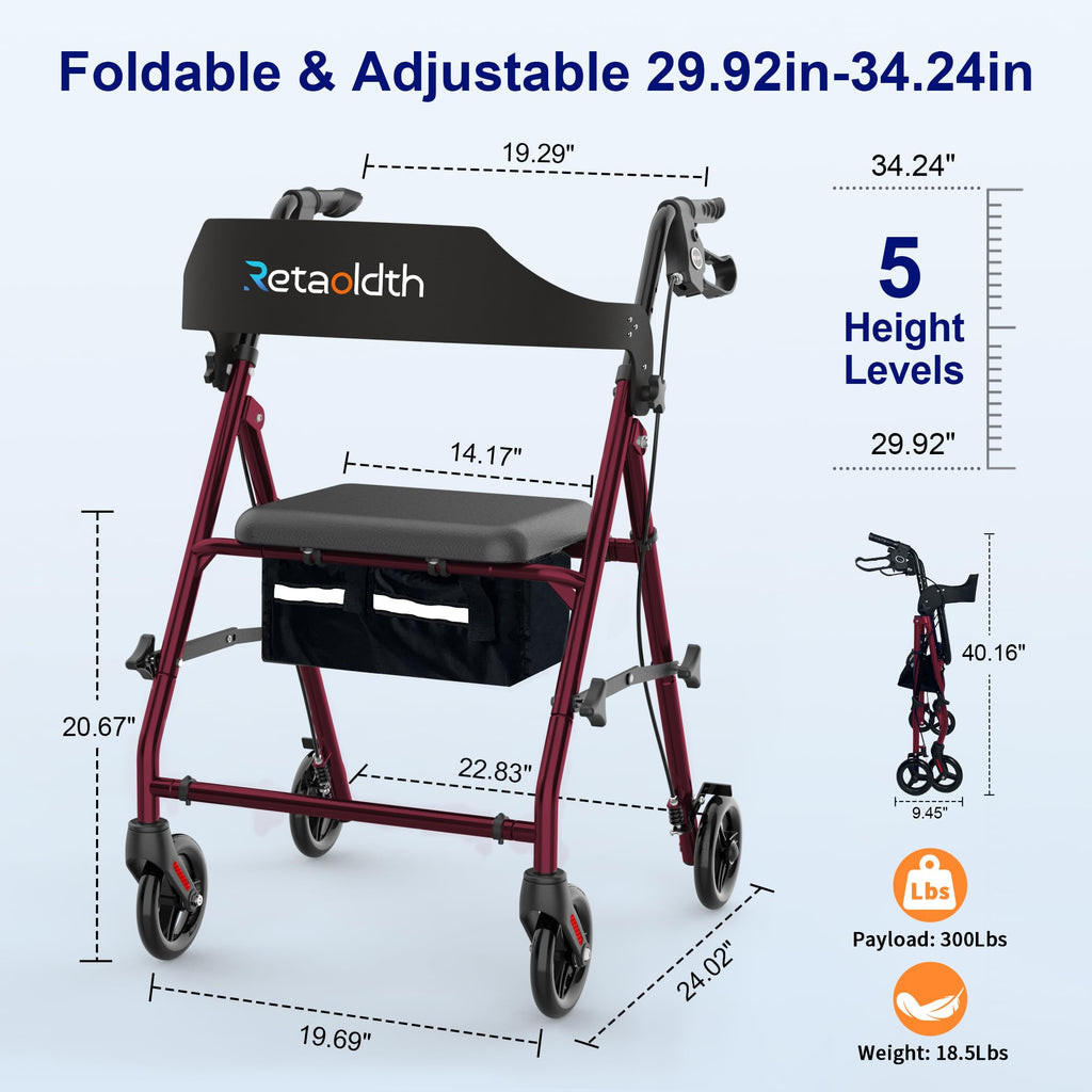 Foldable Rollator Walker with Seat R79224
