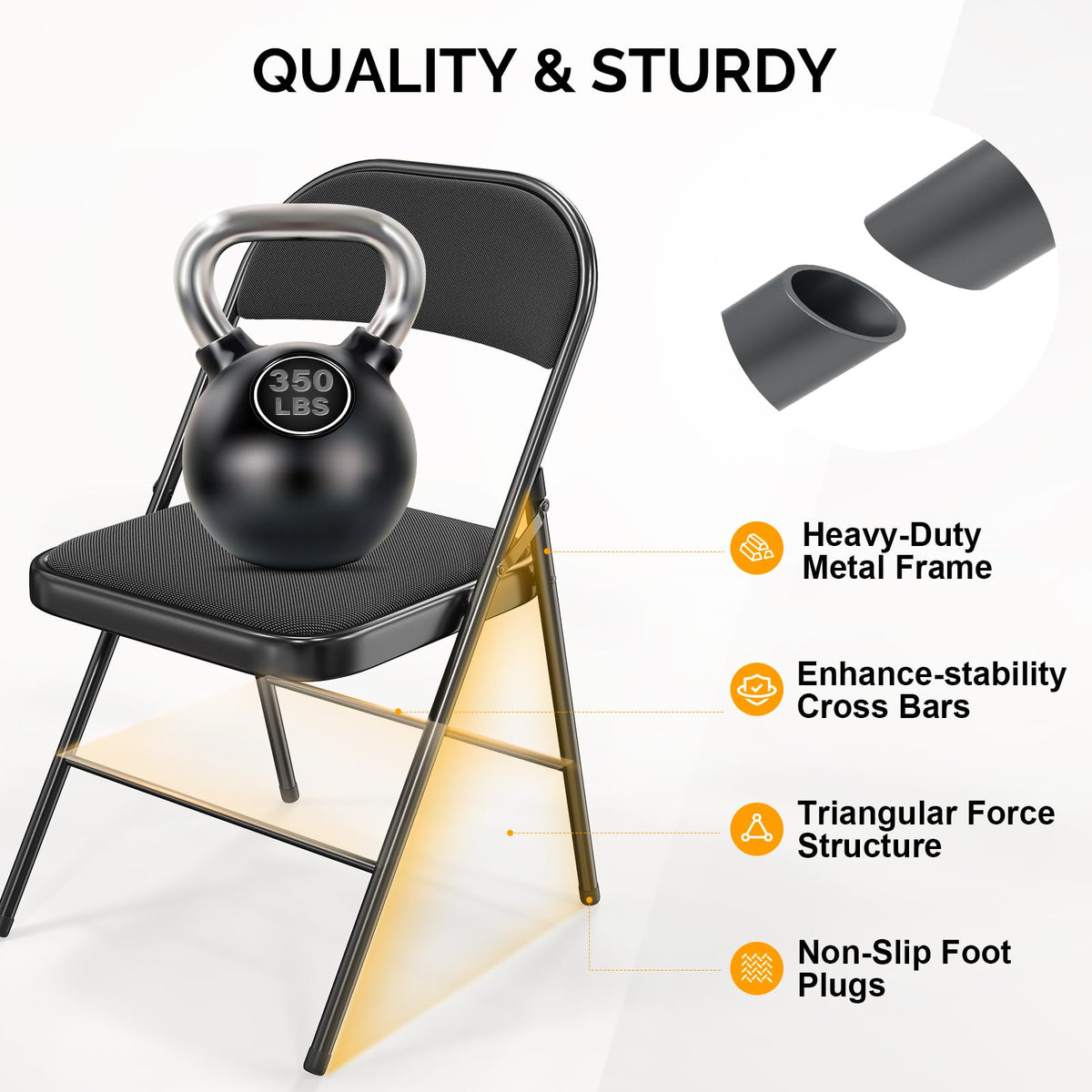 Black Fabric Padded Folding Chairs 10 Pack Z3594