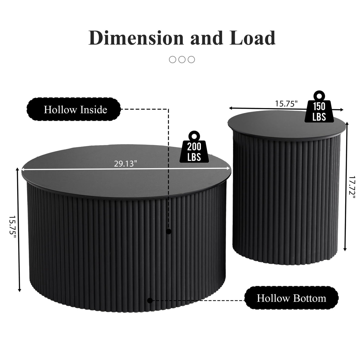 Fluted Round Nesting Coffee Table Set of 2 B980815