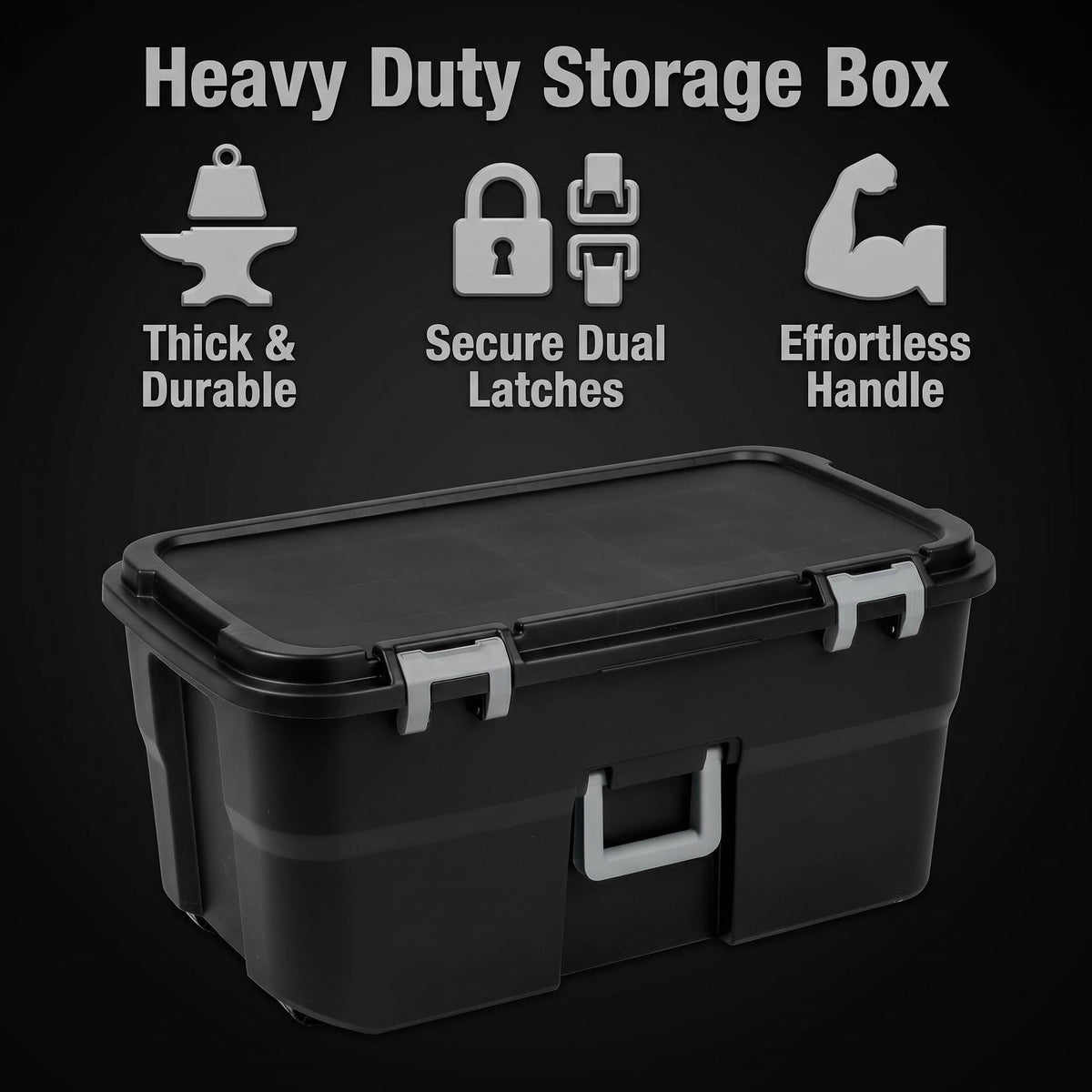 22 Gallon Black Wheeled Plastic Storage Trunk V967645