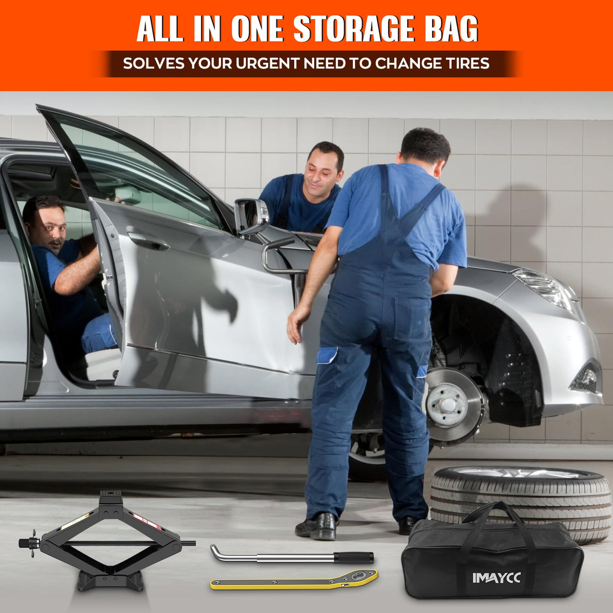 3 Ton Portable Scissor Jack with Lug Wrench L30359