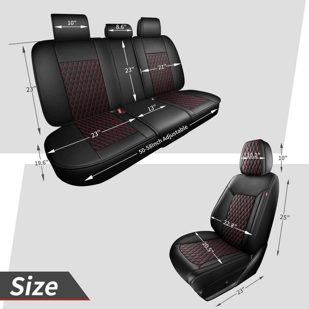 Black and Red Thick Nappa Leather Car Seat Covers Set of 2 Z234951