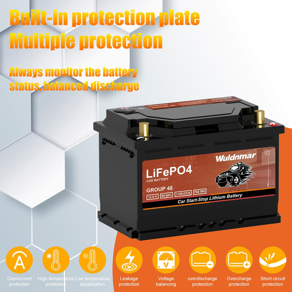 12.8V 60Ah 1100CCA Lithium Automotive Battery B475804