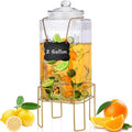 2 Gallon Drink Dispenser with Stand, Glass Lid and Stainless Steel Spigot T5701