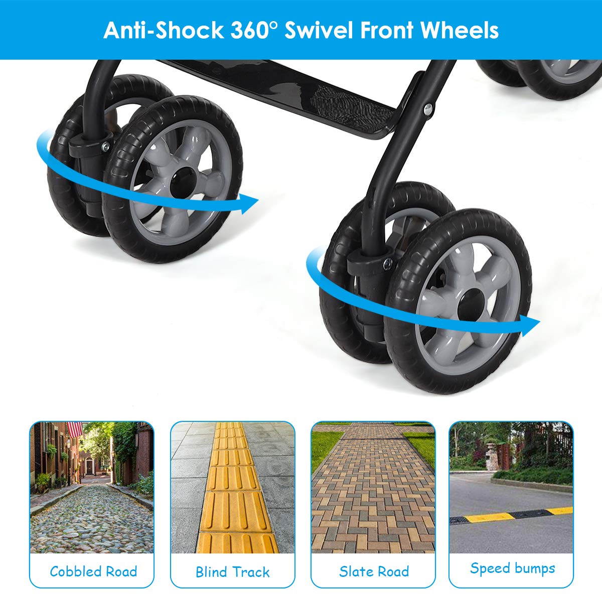Lightweight Compact Foldable Stroller with Canopy and Cup Holder V86402