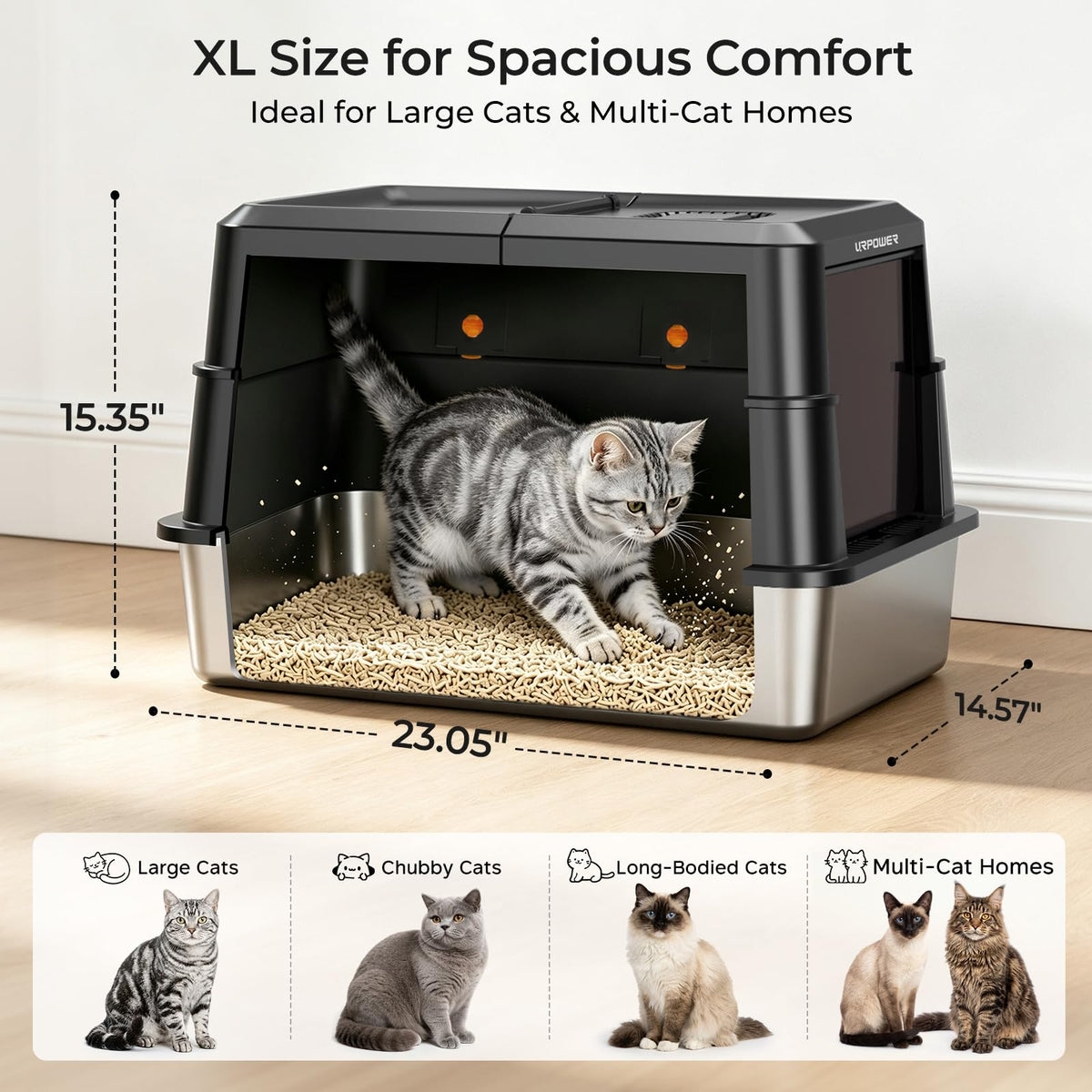 XL Stainless Steel Cat Litter Box Y387