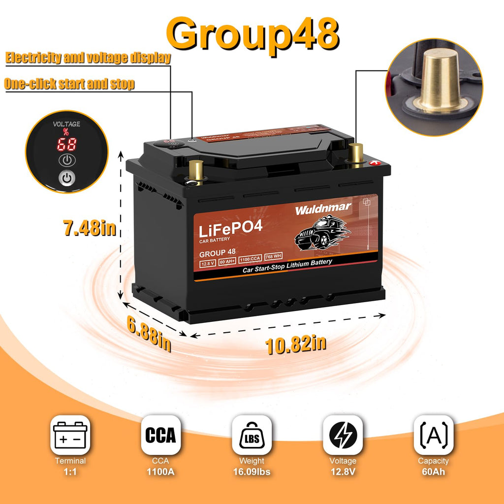 12.8V 60Ah 1100CCA Lithium Automotive Battery B475804