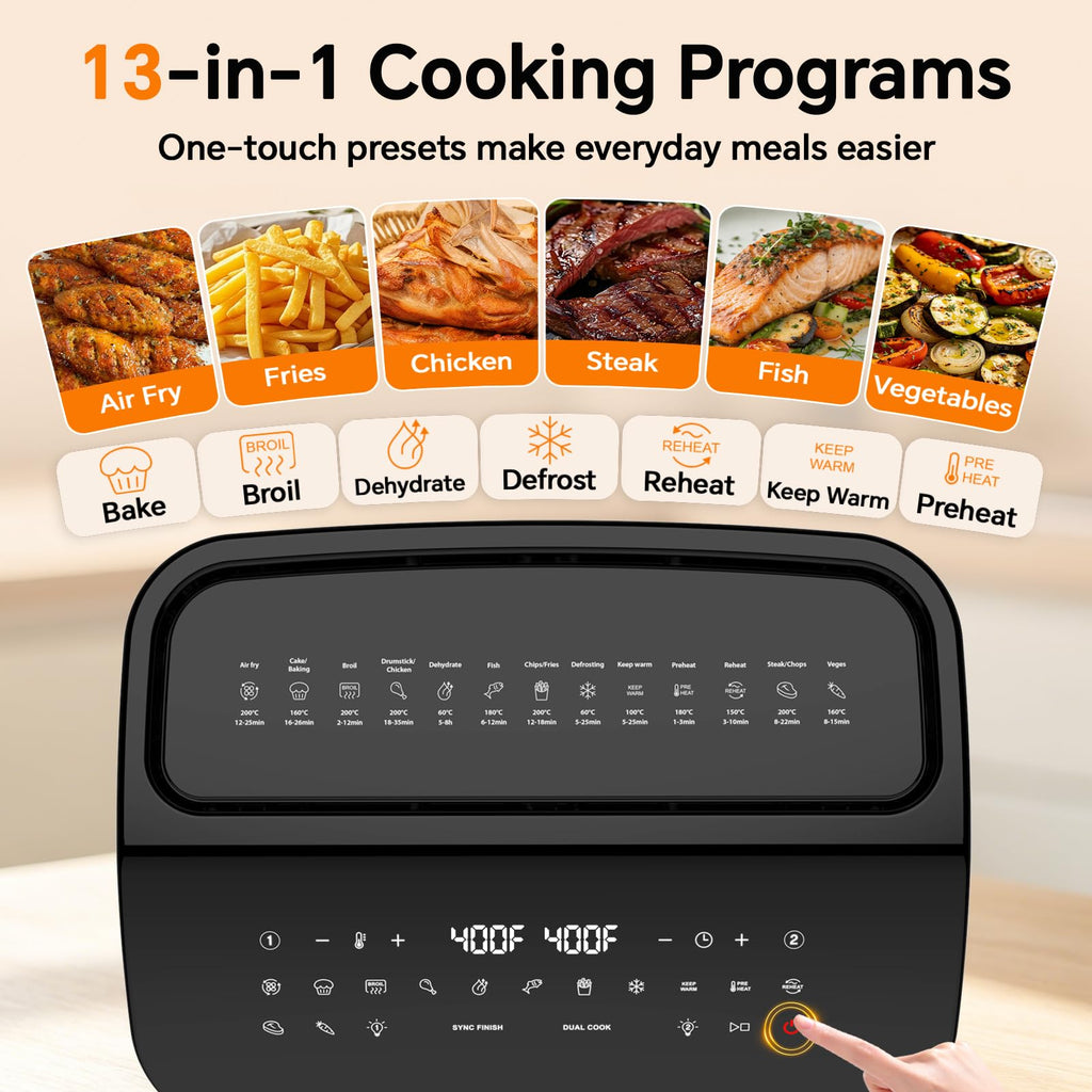 12QT Dual Zone Air Fryer with Viewing Window H9963
