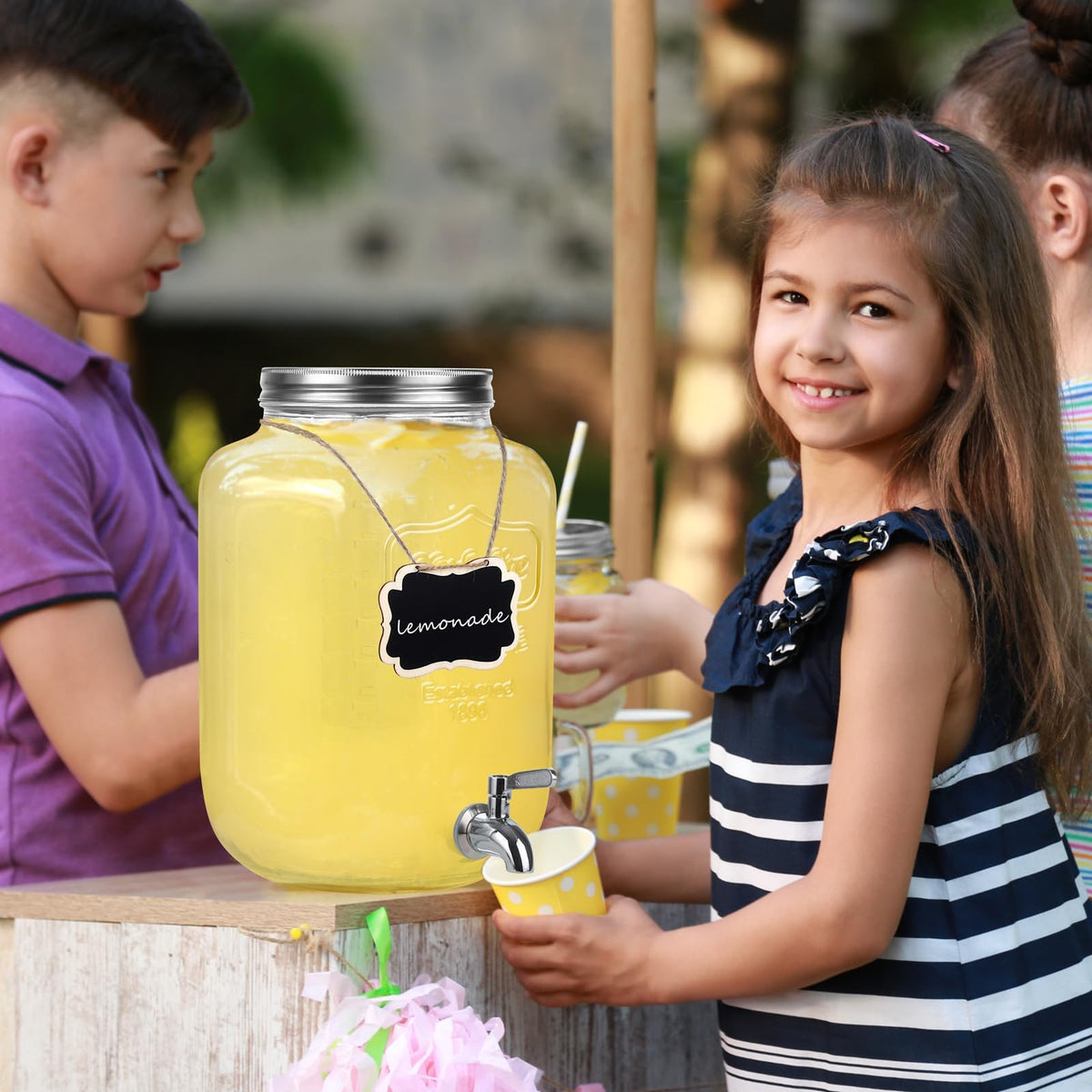 2 Pcs 2 Gallon Glass Beverage Dispenser with Stand D25712