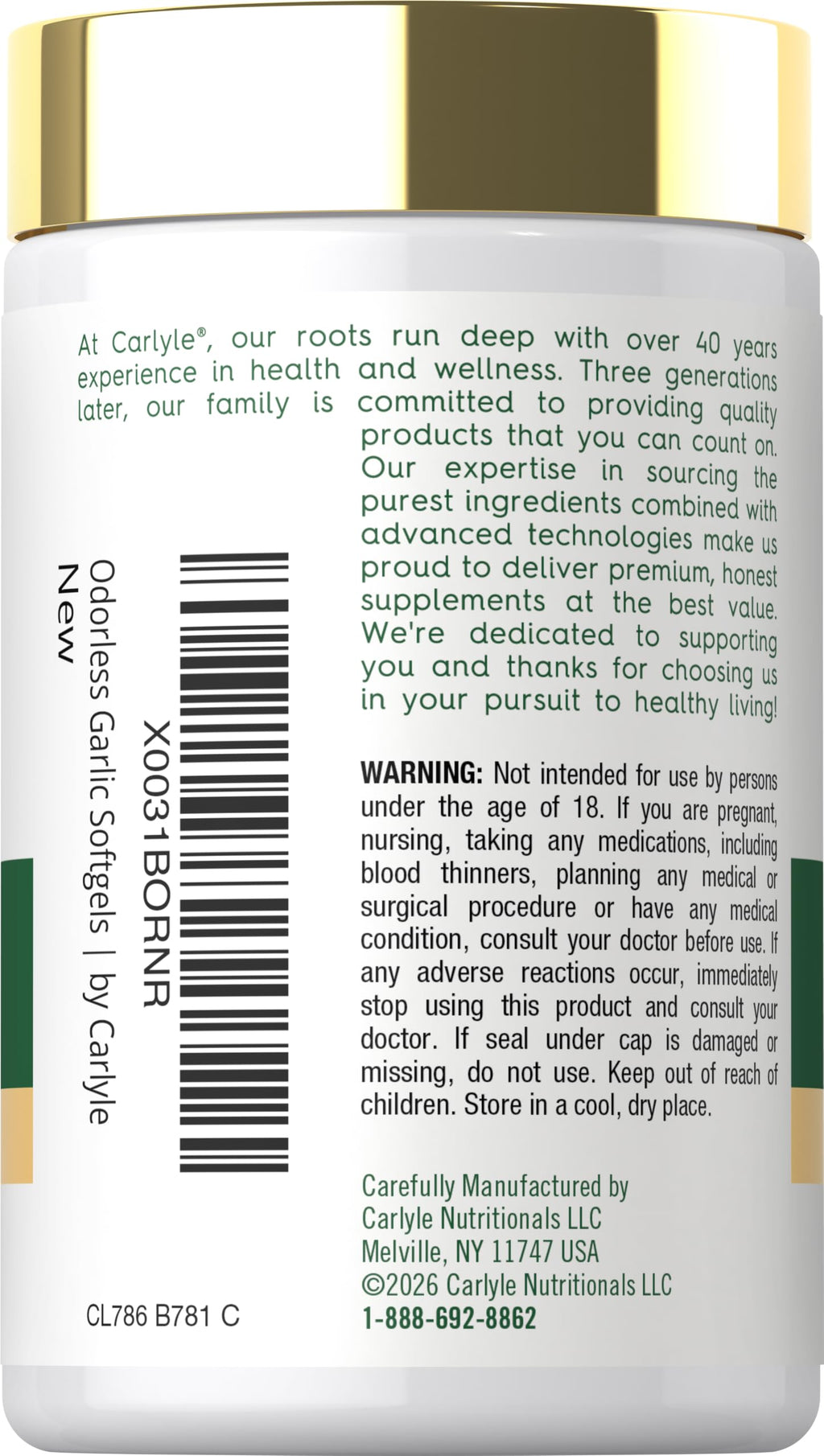 Odorless Garlic Supplement 250 Softgels Z472015