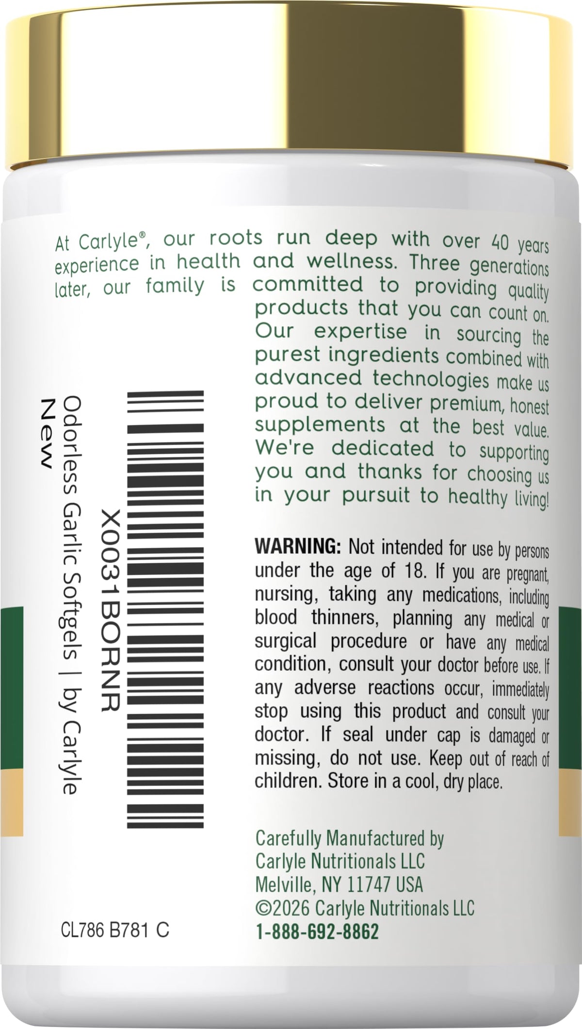 Odorless Garlic Supplement 250 Softgels Z472015