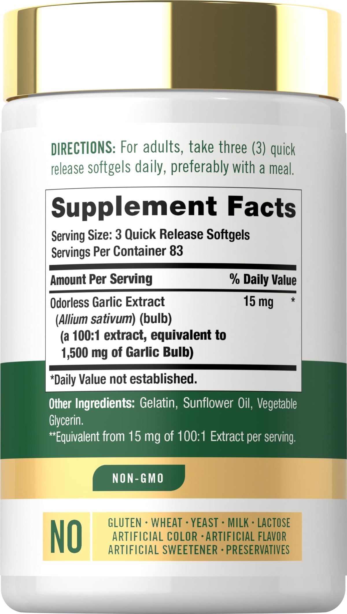 Odorless Garlic Supplement 250 Softgels Z472015