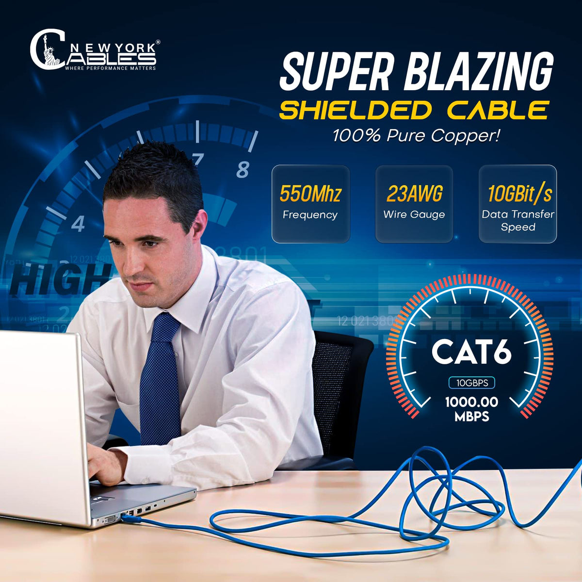 Cat6 Shielded Plenum Cable 1000FT Solid Bare Copper Ethernet Cable P242383