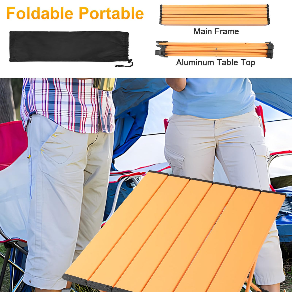 Portable Folding Camping Table Aluminum Top G612863