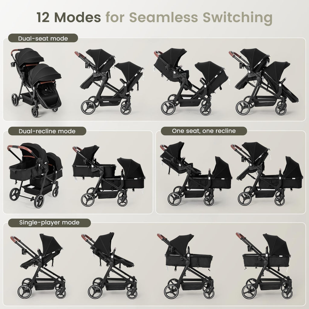 Foldable Tandem Double Stroller with Storage Basket L84994