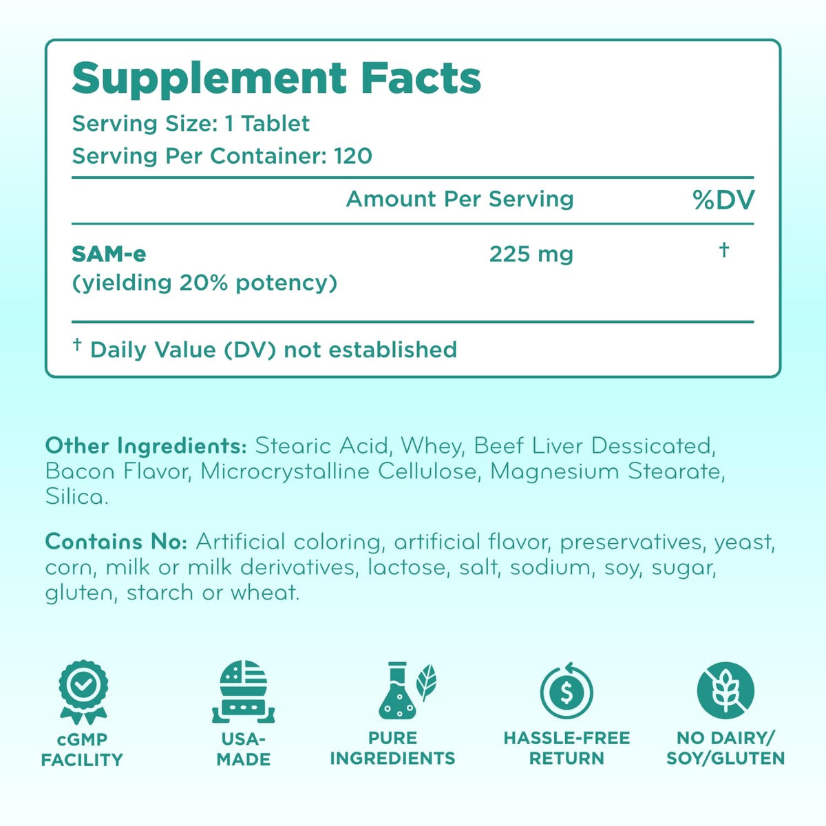 Chewable SAM-e Liver Support Supplement for Dogs 225mg X9250