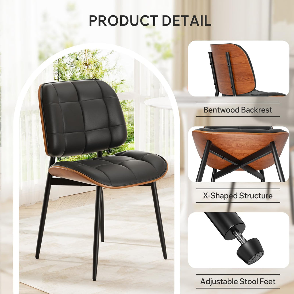 Black Faux Leather Dining Chairs Set of 4 B26860