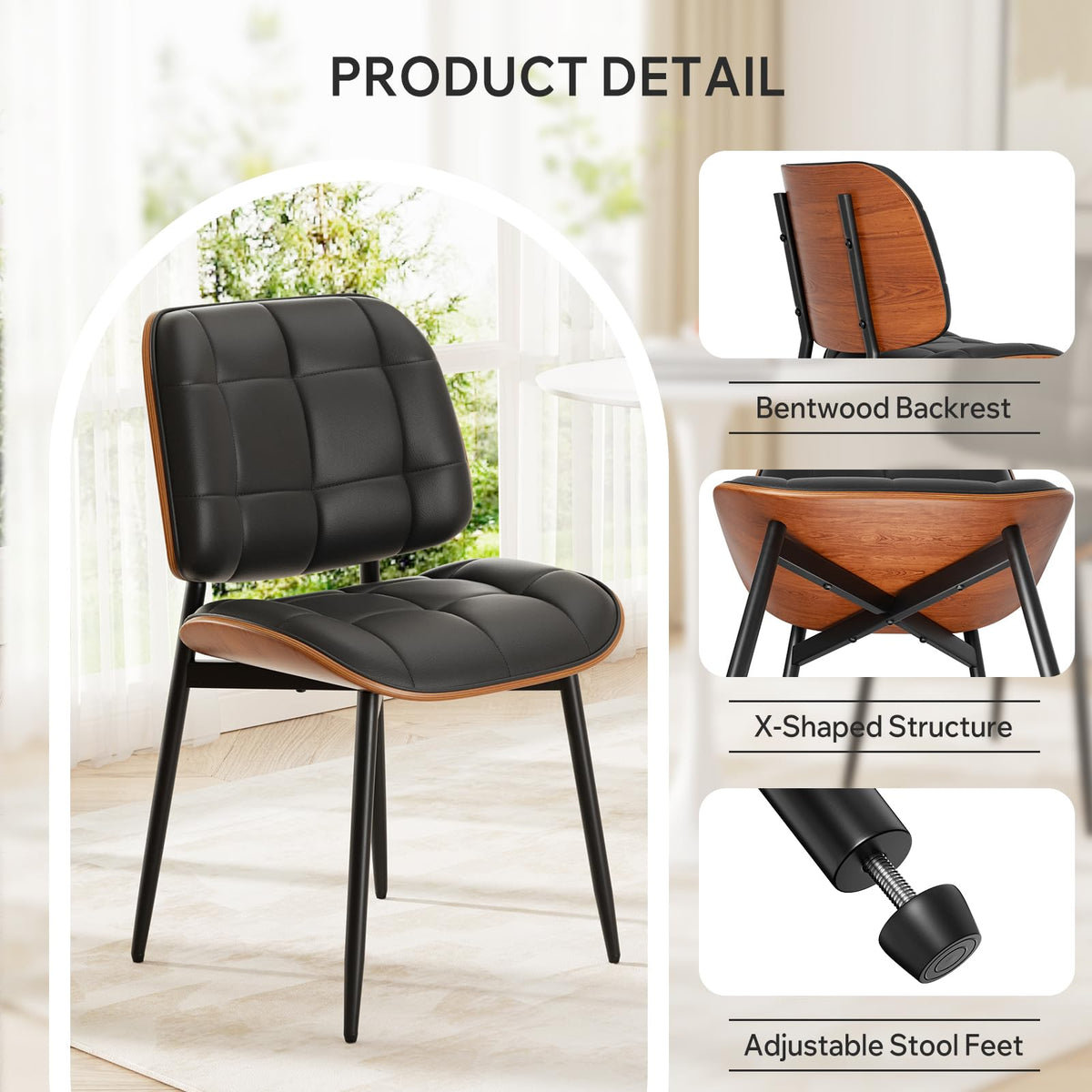Black Faux Leather Dining Chairs Set of 4 B26860