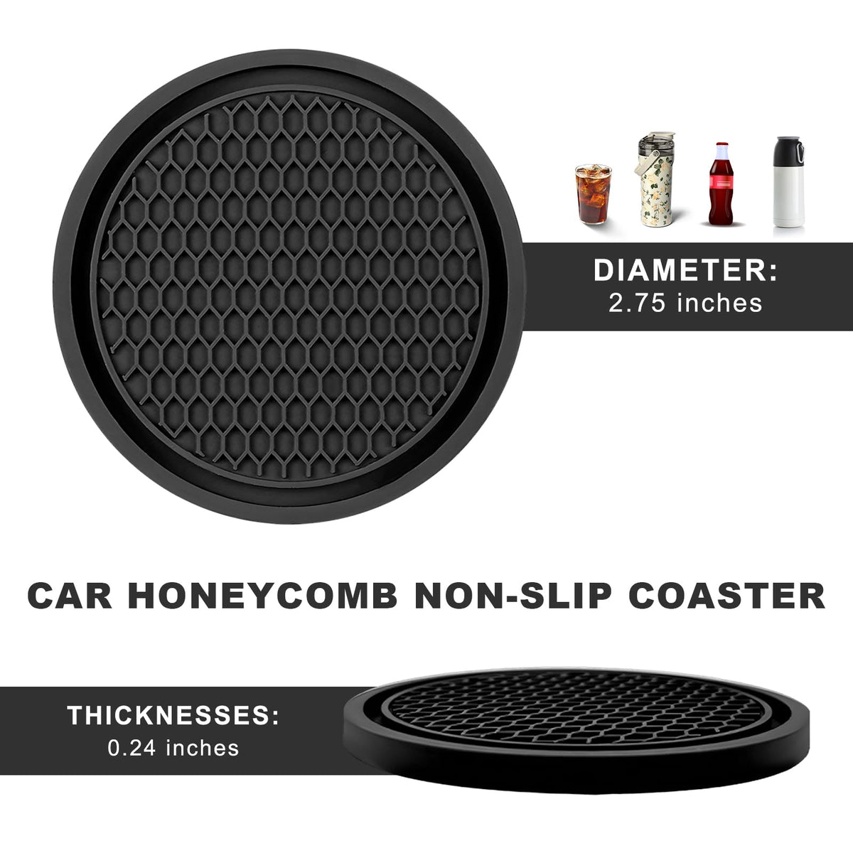Black Non-Slip Silicone Car Cup Coasters F279