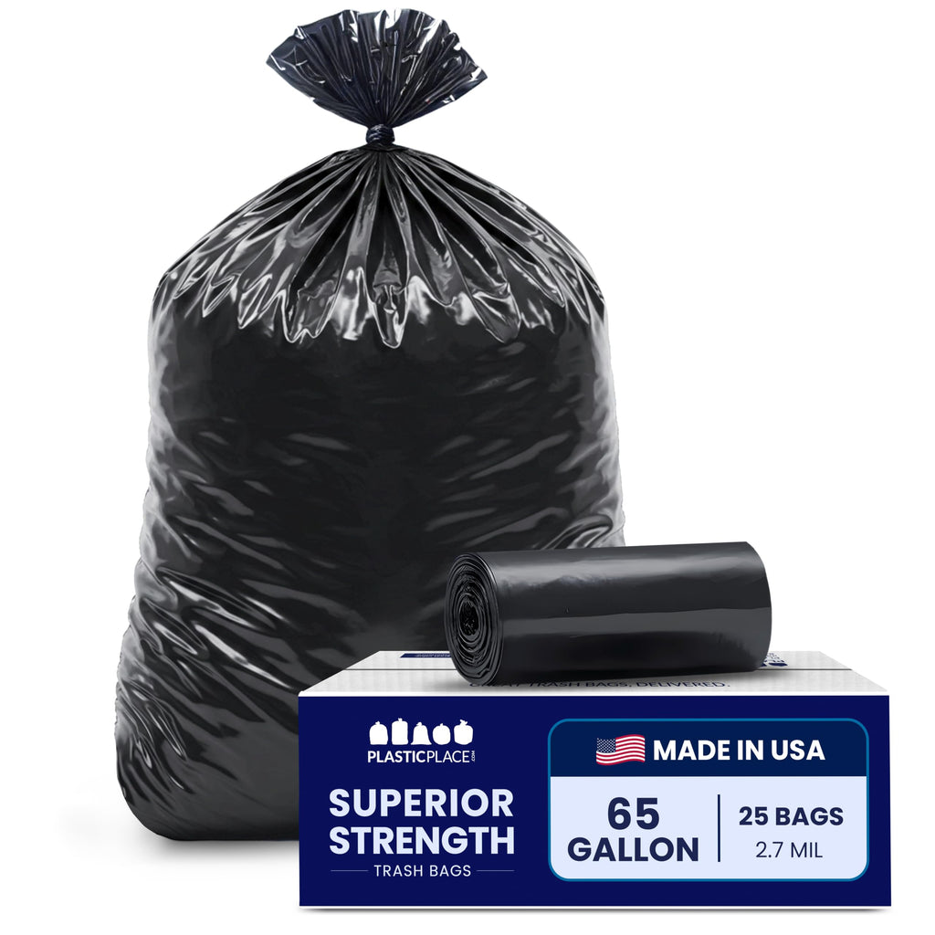65 Gallon Black Heavy Duty Trash Bags 25 Count A82274