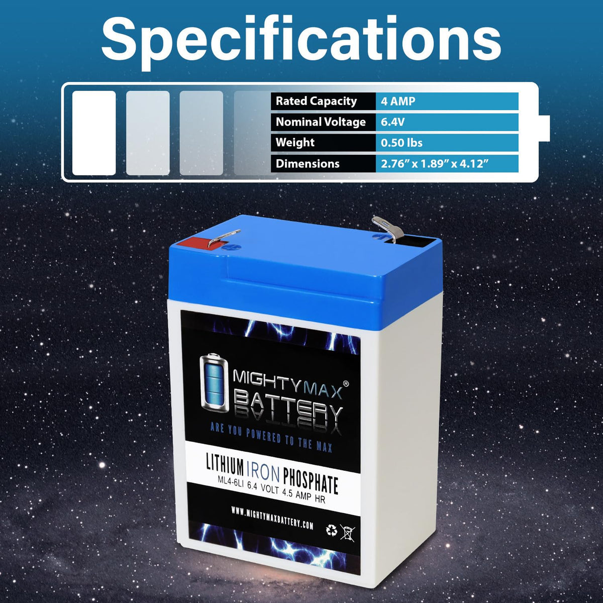 6V 4.5AH Lithium Replacement Battery W851