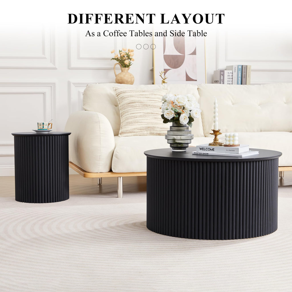 Fluted Round Nesting Coffee Table Set of 2 B980815