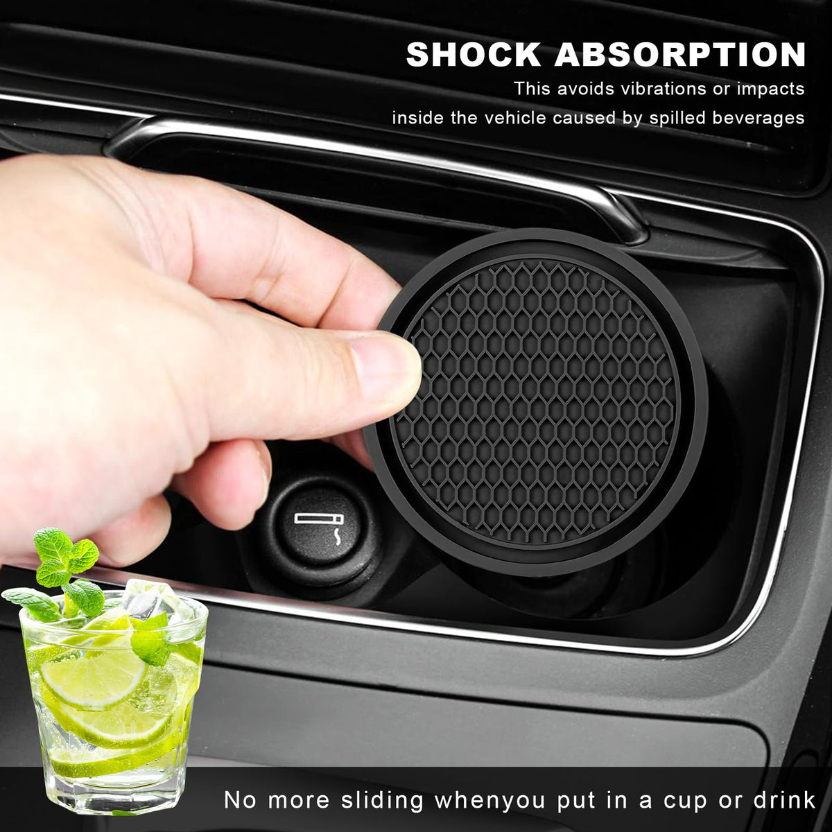 Black Non-Slip Silicone Car Cup Coasters F279