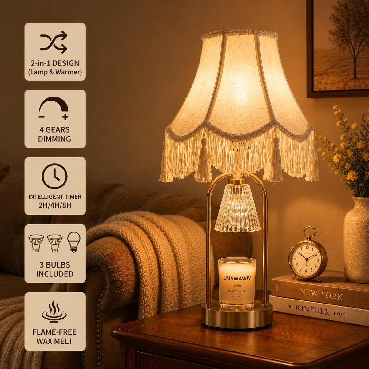 Dimmable Table Lamp and Candle Warmer Set of 2 L383638